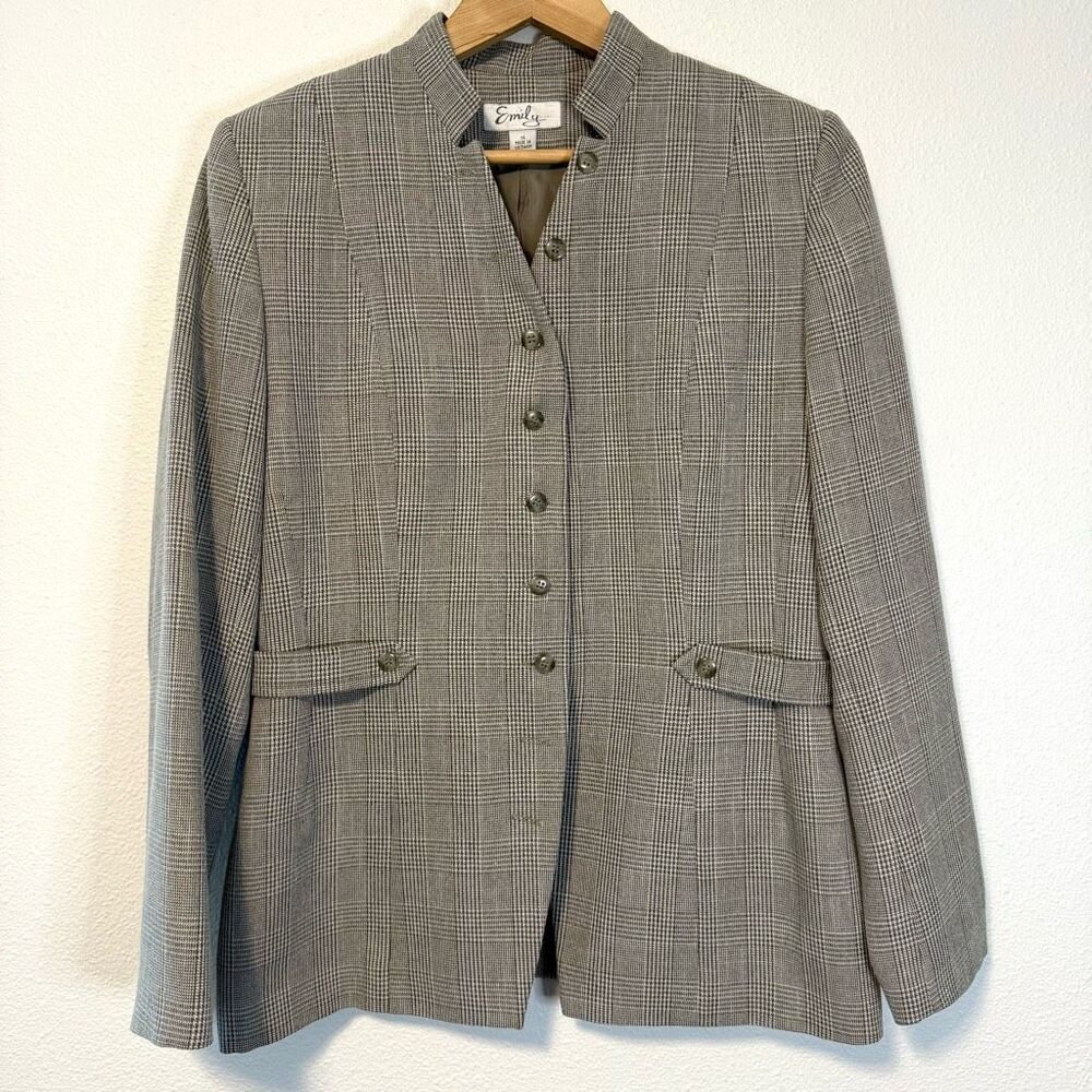 Vintage Emily Plaid Button Down Blazer Jacket Size 14‎
